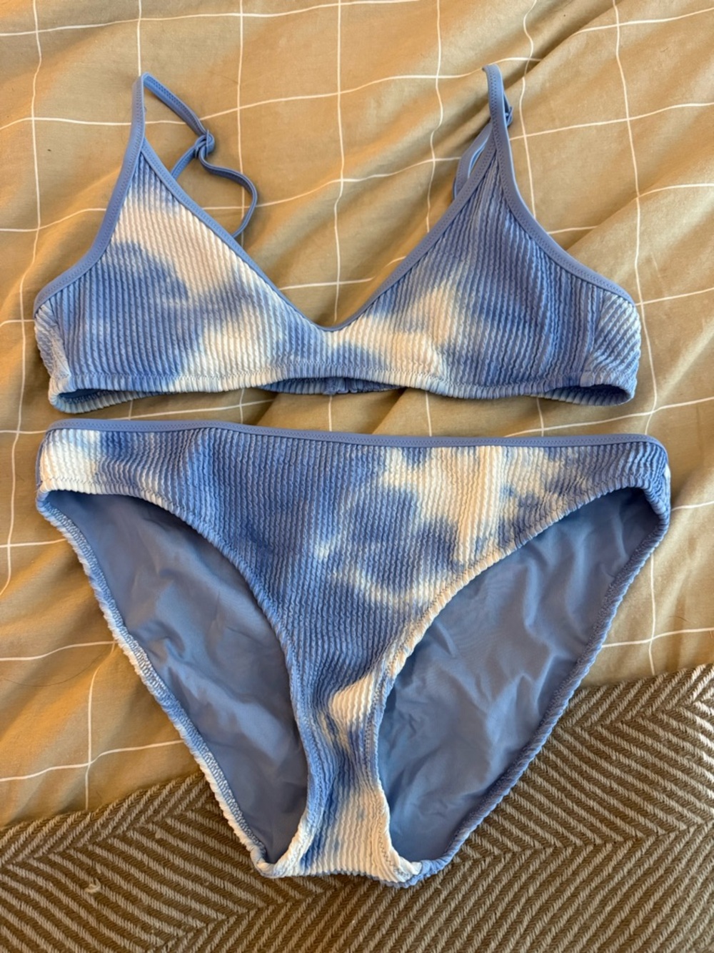 aerie Light Blue Ribbed Bikini Top